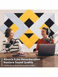 Tutmyrea 41 Pack Self-Adhesive Triangular Acoustic Panels, 88"X35" Sound Absorbing Panels, Soundproof Wall Panels, Wall Decoration Art Soundproof Wall Panels For Studios, Homes, Offices(Mountain Peak)