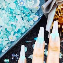 300pcs Nail Art Charms Kit,Over 100pcs Mixshape Resin Nail Gems And 100 Pcs Mixed Flatback Nail Rhinestones Pearls With Over 100pcs Nail Sequins For Nail Art Accessories(Blue){"Color_name":"100pcs-Blue"} - 100個-藍色 - 查看 7