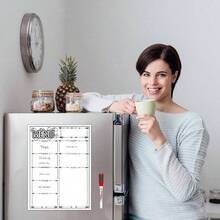 Magnetic Dry Erase Whiteboard Fridge, Weekly Meal Planner Whiteboard Kitchen Refrigerator, 16inchx 12inch - With 4 Markers And Eraser