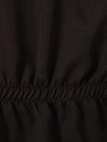 Girls' Casual Zip-Up Hooded Jacket, Waist Design, Solid Color, Spring/Autumn - Black - View 5