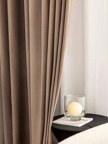 MEISIMENGSHA 2 件优质加厚天鹅绒纯色遮光窗帘适用于客厅卧室、落地窗 - 摩卡棕 - 查看 10