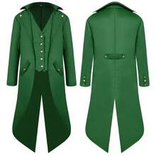 Men's Medieval Vintage Red Tailcoat, Renaissance Cosplay Tuxedo Men, Costumes Men Party & Masquerade Ball Gala,Father-Son Matching Outfits, Available In Teen Sizes,Tuxedo Men,Please Check Size Chart Before Purchasing. - 綠色 - 查看 10