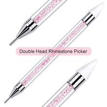Tatuo 2 Pieces Rhinestone Picker Dotting Pen, Dual-Ended Rhinestone Gems Crystals Studs Picker Wax Pencil Pen Crystal Beads Handle Manicure Nail Art DIY Decoration Tool (Pink, White){"Color_name":"Pink"} - Hồng - Xem 8