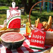 Watermelon Theme Wooden Hanging Decoration Summer Party Fruit Watermelon Hanging Sign Wooden Crafts Kitchen Decorations - 西瓜辣椒木掛牌3款一套 - 查看 5
