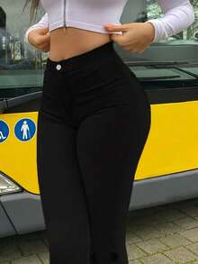 Women's Butt Lifting Jeans, High Stretch Tummy Control Skinny Pants, Fashionable Elegant Casual Trousers Suitable For Dates, Commuting, Shopping - màu đen - Xem 3