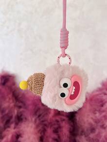 毛茸茸可爱卡通表情耳罩式保护壳适用于 Apple Pro 1/2，毛茸茸的保护套 - 粉色 - 查看 3