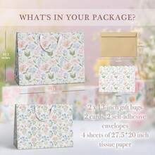 Gift Bags Set Of 2Large 13" Gift Bag With Tissue Paper Floral Gift Bag Includes Matching Tissue Paper Card And Envelope Perfect For Presents Of Any Special Occasion# DOUYYY