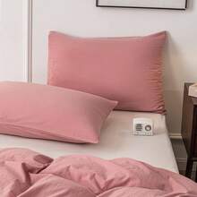 Ultra Soft 100% Cotton Solid Color Dusty Pink Queen Duvet Cover Set With Zipper Closure - 3 Pieces,  In 2025 - 粉紅豆沙 - 查看 5