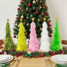 Tabletop Furry Christmas Tree Bendable Mini Christmas Tree Desk Decorations For Living Room Home Holiday Party - White - View 4