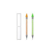 Tatuo 2 Pieces Rhinestone Picker Dotting Pen, Dual-Ended Rhinestone Gems Crystals Studs Picker Wax Pencil Pen Crystal Beads Handle Manicure Nail Art DIY Decoration Tool (Green, Yellow){"Color_name":"Green"} - 綠色 - 查看 1