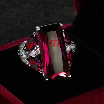 Elegant lyxig löftering för kvinnor, vackert försilvrad fyrkantig slipad syntetisk kubisk zirkonia, lämplig för bröllop, brudsmycken, perfekt present till årsdagar, alla hjärtans dag och födelsedagar