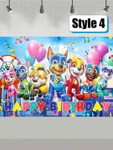 Paw Patrol Paw Patrol 1pc Paw Patrol Theme Photography Backdrop Cloth, Birthday Party Decoration Banner, Background Props, Atmosphere Background Cloth, Ceremony Background Cloth, Party Photo Banner
