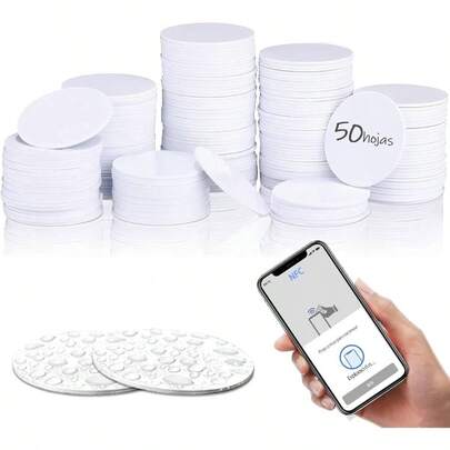 Etiquetas NFC, 50pzs Chip NFC tarjetas redondas, 215, memoria de 504 bytes totalmente programable, compatible con TagMo y Amiibo, para Android y todos los dispositivos 50