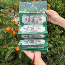 Santa Claus Dollar Red Envelope Money Box With 10 Card Slots, Specially Designed For Christmas Parties. It Features A Main Red Color Match With Gold Christmas Elements (Snowflakes, Stars, Santa Claus). There Are 10 Independent Card Slots To Hold Dollar Bills, Made Of Thick Plush/Velvet-Like Material With Christmas Patterns Embroidered On The Edges. It Is Suitable As A Gift Bag Or Holiday Blessing, Full Of Ceremony And Surprise.