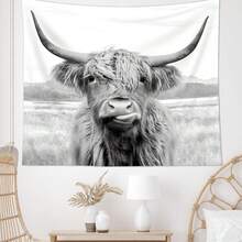AMBZEK Highland Cow Tapestries, Interesting Western Decorations, Wall Art, Bedroom, Dormitory, Living Room - Nhiều màu - Xem 4