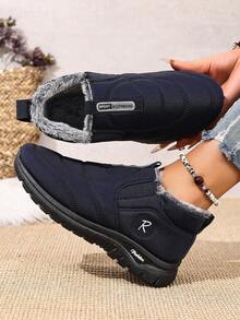 ZOSIVC Women's Warm Thermal Lined Thick Boots, Casual Versatile Snow Boots, Outdoor Sports Low-Top Comfortable Hiking Boots - Blue - View 5