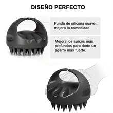 2 Combinaciones de Masajeador Cabelludo de Silicona - Uso Seco y Húmedo, Limpieza Profunda, Alivio del Estré (Negro Grisáceo) - Negro Grisáceo - Ver 3