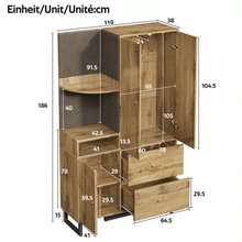 Kompaktgarderoben,Flurgarderobe,Dielenschrank Wandschrank Regal Diele & Flur Kleiderschrank Mit Gepolsterten Paneelen Schuhschrank, (BxHxT): 110x186x38 Cm - Brown - View 2