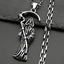 Holy Saint Death Santa Muerte Grim Reaper Necklace For Men Stainless Steel Silver Color Male Chain Necklaces Jewelry Gift - Necklace - View 1