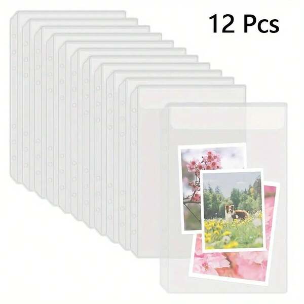 12 جيب بلاستيكي شفاف للأوراق المفكوكة، بحجم A5/A6، 6 حلقات، أظرف بدون سحاب للميزانية والتحدي المالي وتنظيم الصور - أغلفة بطانة دائمة شفافة، أكياس تحدي الادخار، ظهور أظرف زخرفية، أغلفة جيب واقية