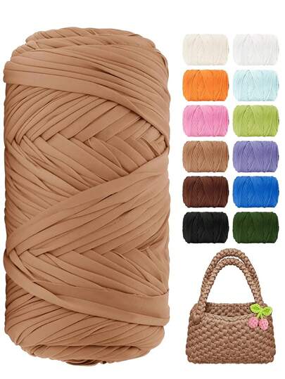 200g Hilo de punto elástico para camiseta, para tejer a mano, hilo grueso italiano de ganchillo y punto para camisetas, para proyectos de manualidades de crochet y cestería, decoración del hogar