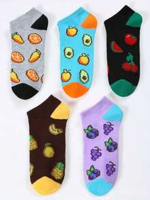 5/10/15/20 双装女士短袜，新款春夏水果寿司印花低帮踝袜