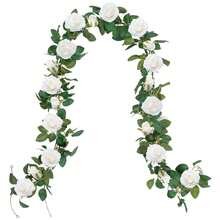 MEHELANY 2/1pc- 6.6ft Rose Vine Garland, Artificial Flower Garland, Fake Rose Garland, Suitable For Spring And Summer Decoration, Mother's Day, Wedding Flower Table, Cabinet, Desktop, Room Decoration, Home Decoration, Staircase Decoration - White - View 4