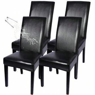 1/4/6 Set Solid Color PU Chair Covers, Detachable Seat Slipcovers For Dining Room, Hotel, Home Decor