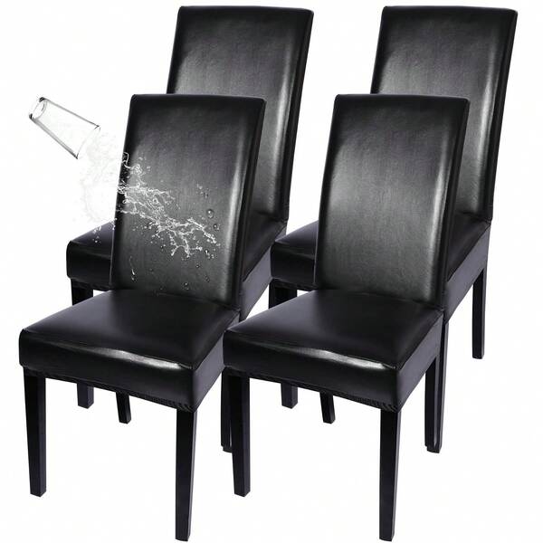 1/4/6 Juego de Fundas de Silla de unicolor de PU, Fundas Desmontables para Asiento para Comedor, Hotel, Decoración del Hogar