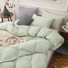 Ultra Soft 100% Cotton Solid Color Dusty Pink Queen Duvet Cover Set With Zipper Closure - 3 Pieces,  In 2025 - Light Apple Green - View 4
