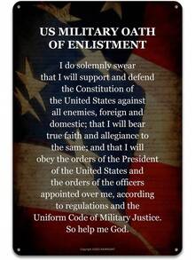 KAIMKEART Military Oath Of Enlistment Metal Wall Art - Patriotic Decoration - American Flag Poster With Patriotic Quote - Gift For Military, Veterans, And Patriotic Americans - 8 X 12 In - 1 - 查看 7