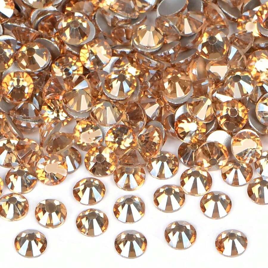 2880PCS Art Nail Rhinestones Non Hotfix Glue Fix Round Crystals Glass Flatback For DIY Jewelry Making With One Picking Pen (Ss10 2880pcs, Lt. Peach){"Color_name":"Lt.Peach","Size_name":"Ss102880pcs"} - Lt.Peachss102880件 - 查看 1