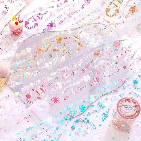 1 Rollo / Mujer / Cinta adhesiva para cortar cadenas / Rosa / Forma de corazón / Encanto femenino de la cadena / Material PET / Recubrimiento especial / Proceso de corte anormal / 7 + 200CM / Todo el rollo sin-, 4 opciones de color / Material de decoración para diario de escritura a mano / Pegatina de sellado / Etiqueta / Regalo pequeño para festivales / Regalo de Navidad