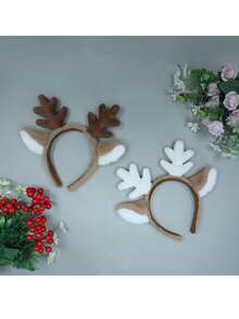 Christmas Reindeer Antler Headband, Cute Plush Reindeer Ear Hair Hoop, Cosplay Accessory Prop, Handmade Realistic Animal Ear Headpiece - Multicolor - View 2