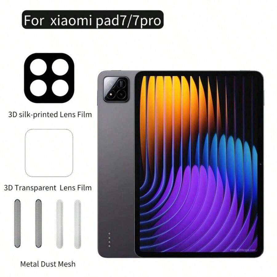 [5 In 1 Kit] Pad 7/7 Pro Lens Film, Rear Camera HD Tempered Glass, Tablet Screen Protector And 4pcs Metal Anti-Dust Strips
