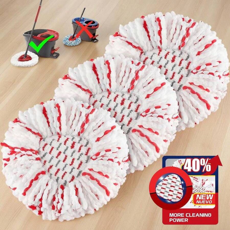 20253 Pack Spin Mop Heads With Scrubbing Pad - 2024 Upgraded 2-In-1 Mop Head For O-Cedar EasyWring 1-Tank System.Built-In Scrub Pads For Stuck-On - 1 - 查看 1