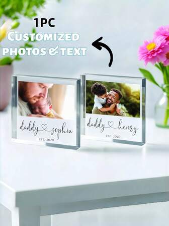 1 pieza Decoración navideña personalizada para niños, suministros para fiestas infantiles, marco de fotos decorativo de polipropileno, fotos personalizadas para niños, recuerdo del crecimiento de los niños, decoración familiar personalizada, adorno decorativo, decoración navideña, regalo de recuerdo de foto navideña