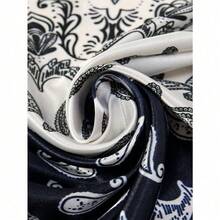 1PC Women's Red And White Paisley Printed Bandana Square Towel, 90CM Large Women's Satin Square Silk Feeling Hair Scarf Wrap Headscarf - 藍白色 - 查看 9