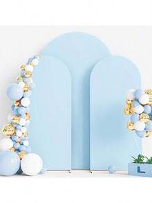 3pcs Set Pink Blue Beige Spandex Double Sided Arch Cover For Wedding Birthday Party Banquet Ceremony & Gift Decoration Easy Install Elegant Backdrop Kit 6ft+6.6ft+7.2ft Solid Color Design - 白色 - 查看 7
