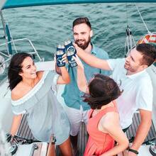 10 Pack Can Cooler Sleeves - Boat Party Favors - Nautical Party Decorations, Accessories - Funny Beer Cooler, Blue, 44 - Azul / Patchwork - Ver 3