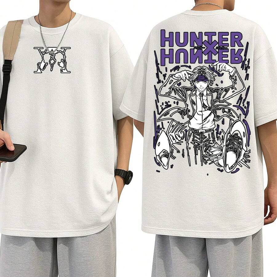 Hunter X Anime Manga Chrollo Phantom Troupe T-Shirt Fantasy Geek Unisex Male Female 100% Cotton Top Premium Streetwear Launch Immediate Shipping Various Colors!! Plus Size - 白色 - 查看 1