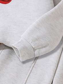 Left Mama 2 件套女童花卉印花保暖长袖上衣和直筒裤套装，秋冬 - 淺灰色 - 查看 4