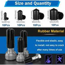 40pcs Rubber End Caps - 4 Sizes 18 14 38 12 Inch Black Vinyl Round Rubber Tip Caps Bolts Screws - 3mm,6mm,9mm,12mm - View 2