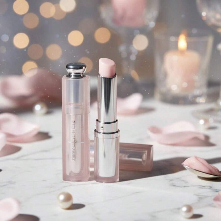 Labial Hidratante Shiny Amours de Alta Gama - Acabado Natural y Luminoso, Bálsamo Rosa Transparente con Efecto Suavizante. - Pink Nude - Ver 1