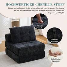 Folding Sofa Bed, Sofa Bed With Pillows, Folding Mattress With Backrest, Portable Folding Sofa, Comfortable Floor Sofa For Living Room And Bedroom. - 黑色 - 查看 4