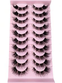 New 10 Pairs Soft Transparent Band False Eyelashes Cat Eye Lashes, Natural 3D Fluffy,Transparent Band, Cluster Lashes, For Extension DIY For Daily Style Eye Makeup Reusable Fluffy Lashes - Black - View 6