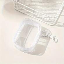 1pc Cute Mini Transparent Storage Bag With Keychain - Compact Storage Box For Chargers, Cables, Earphones, Jewelry - Portable Zippered Pouch, Scratch-Resistant - Suitable For Travel, Office, School, Home - Fashion Accessory For Women (White/Pink/Purple/Black) - Ideal Gift For Women And Teens, Cable Management, Joke Design, Durable Material, Office Workers Christmas