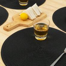 Round Braided Placemats For Dining Table Set Of 4 HeatResistant Table Mats Washable Woven Vinyl 15 Inch Round Place Mats Black 4