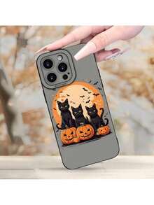 Funda de teléfono con diseño de calabaza de Halloween y gato negro, tema de animales, textura mate de ojos de ángel, adecuada para iPhone 17 16 15 14 13 12 11 XS XR X 7 8 Plus Pro Max, funda de teléfono de Halloween, funda de teléfono estética, funda de teléfono de Navidad, funda de teléfono estética, funda de teléfono de anime, funda de teléfono linda, funda de teléfono adorable, accesorios de teléfono temáticos, funda de teléfono de temporada, funda protectora de textura mate, funda de teléfono duradera, funda protectora de teléfono, funda de teléfono única, accesorios de teléfono de moda, para amantes de Halloween, amantes de la estética - Mezcla de color 1 - Ver 3