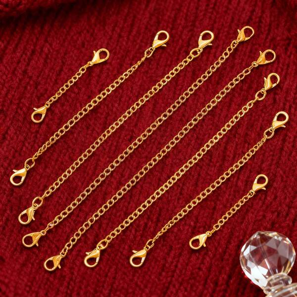 5 Piece PVD 18k Gold Plated Stainless Steel Necklace Extender With Lobster Clasp, Chain End Extender For DIY Jewelry Making